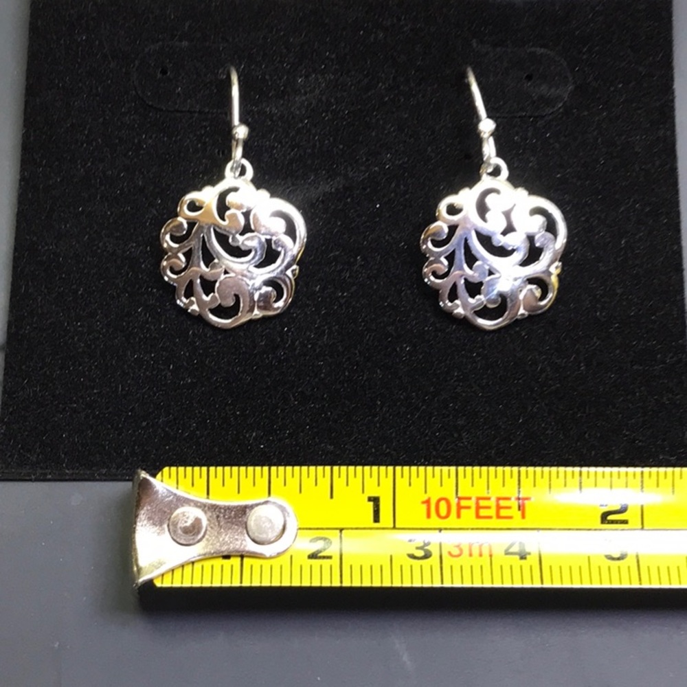 Sterling Silver Pierced Earrings filigree - Picture 4 of 4